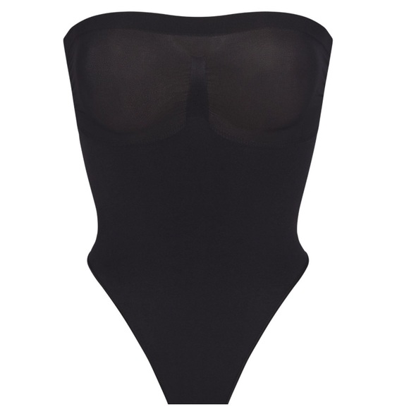 SKIMS Strapless Seamless Sculpt Thong Bodysuit Large Onyx - Picture 2 of 3